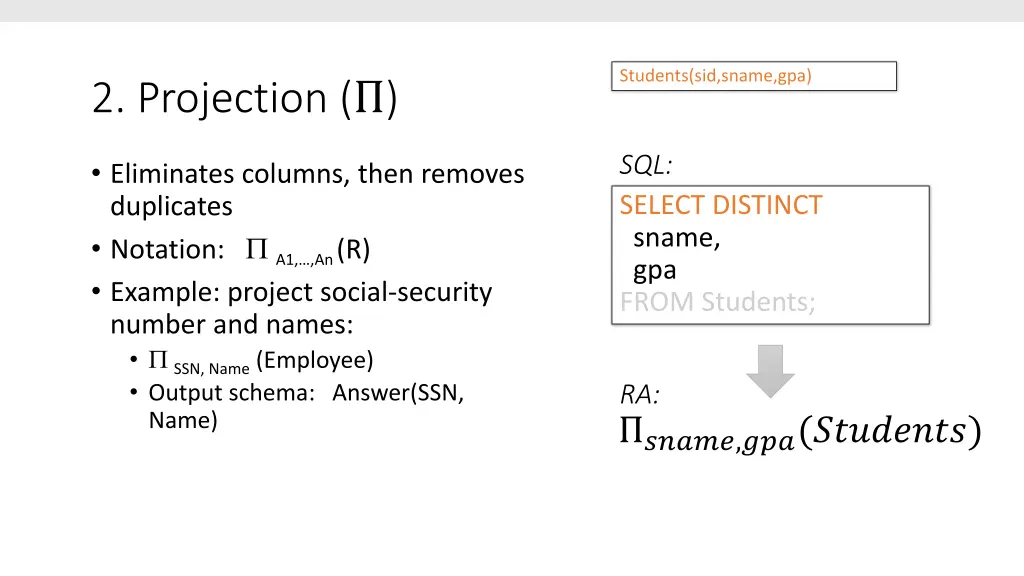 students sid sname gpa 1