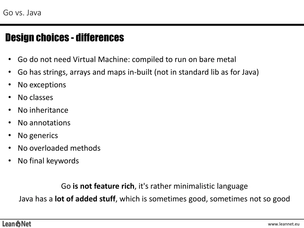 go vs java 2