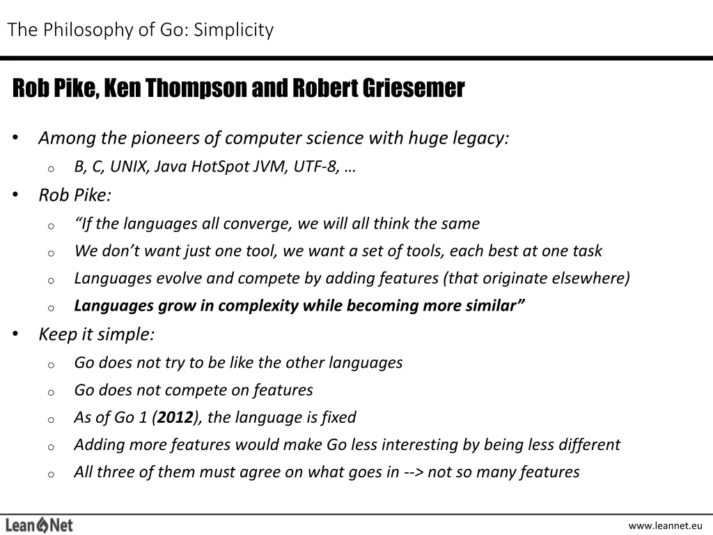 the philosophy of go simplicity