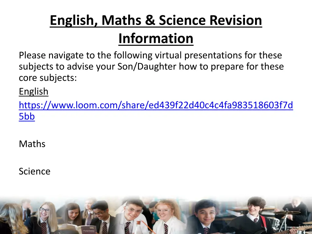 english maths science revision information please
