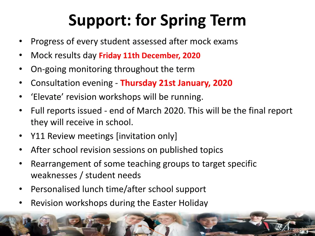 support for spring term