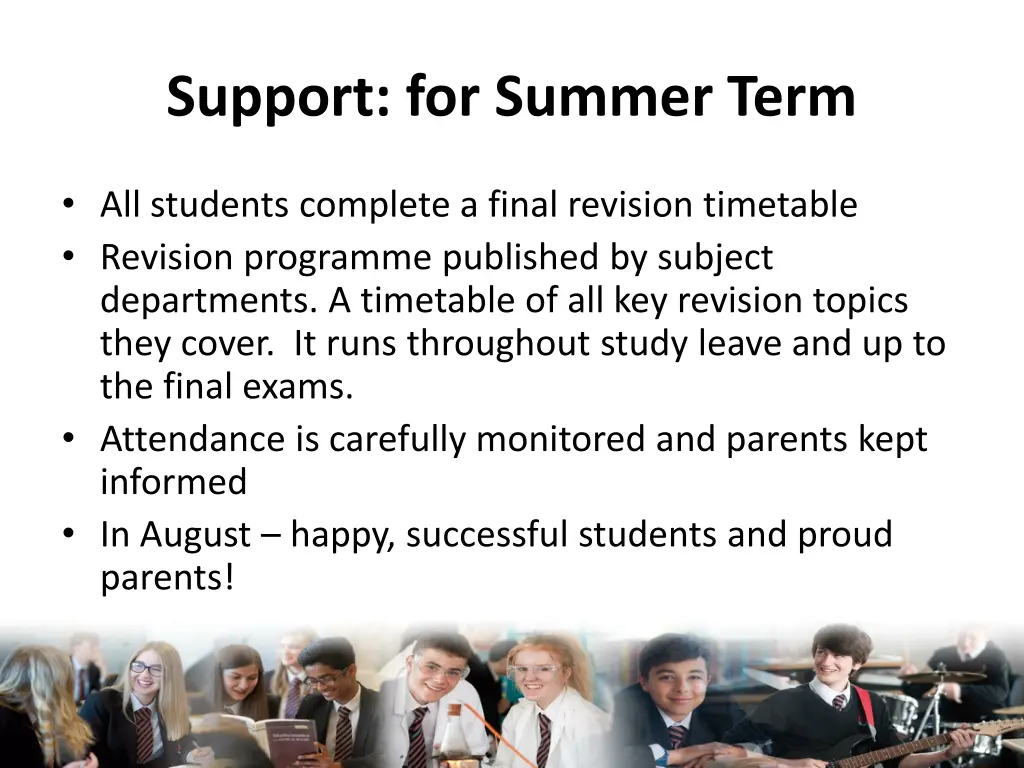 support for summer term