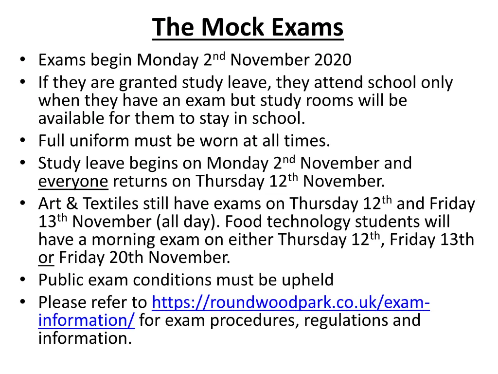 the mock exams