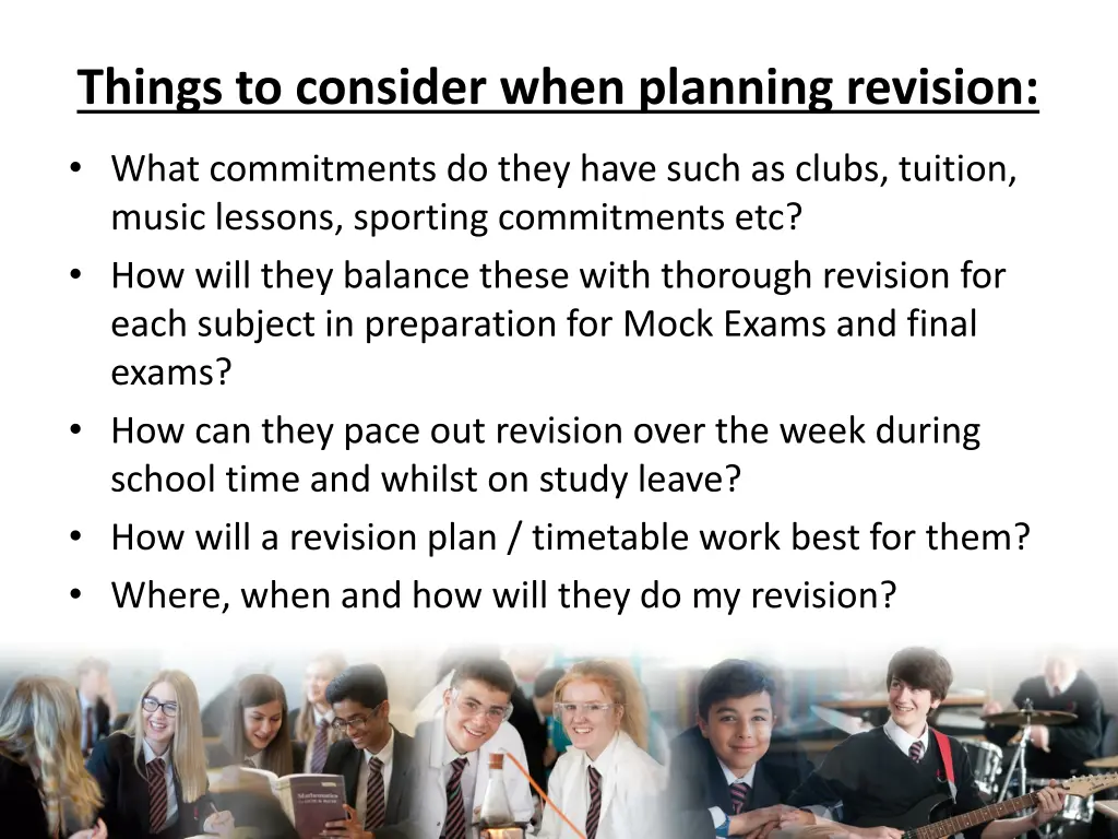 things to consider when planning revision