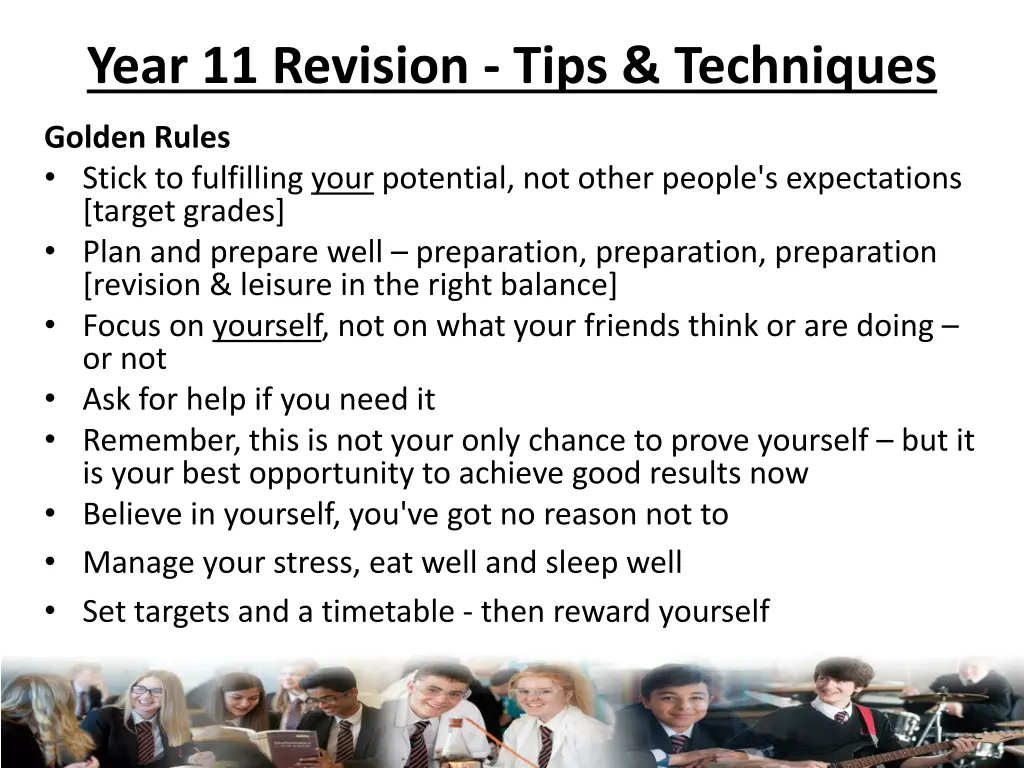 year 11 revision tips techniques