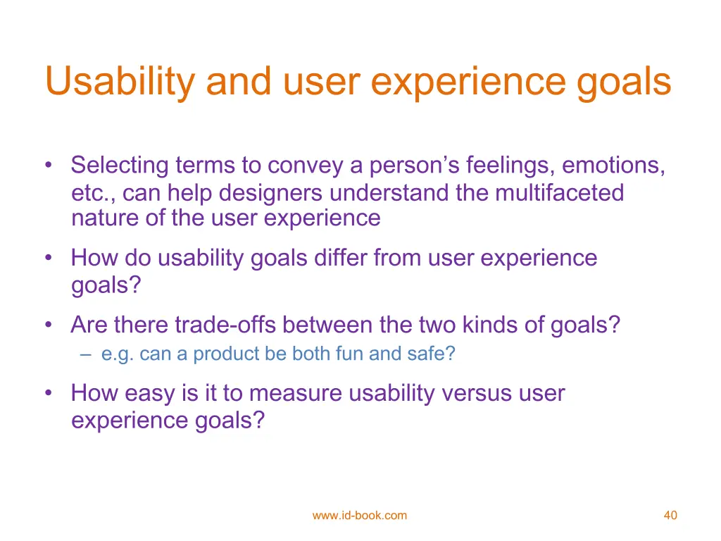 usability and user experience goals
