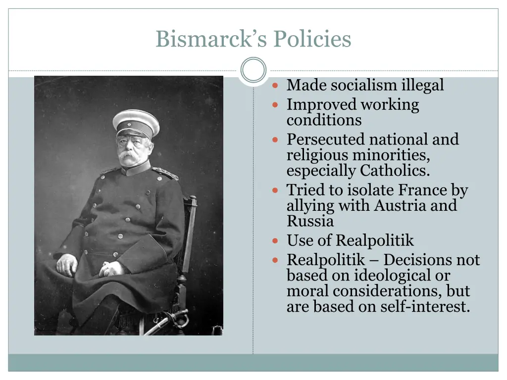 bismarck s policies