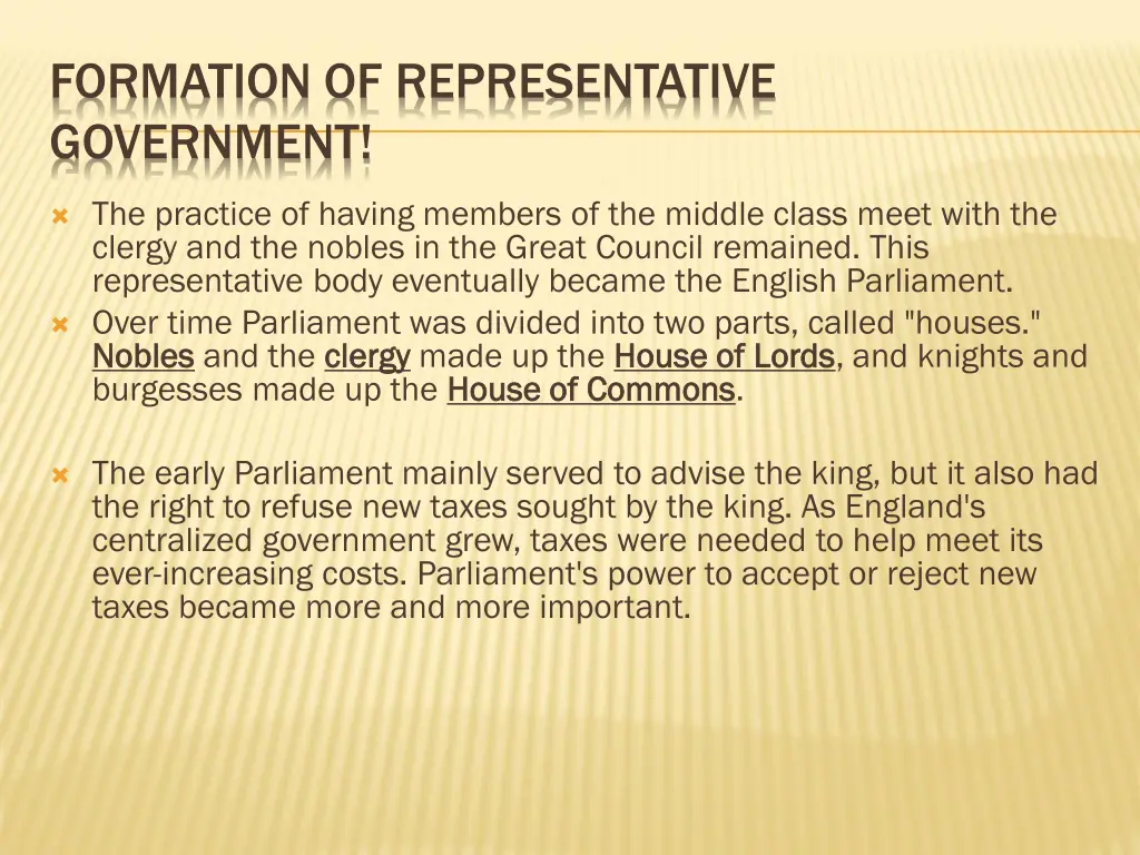 formation of representative government