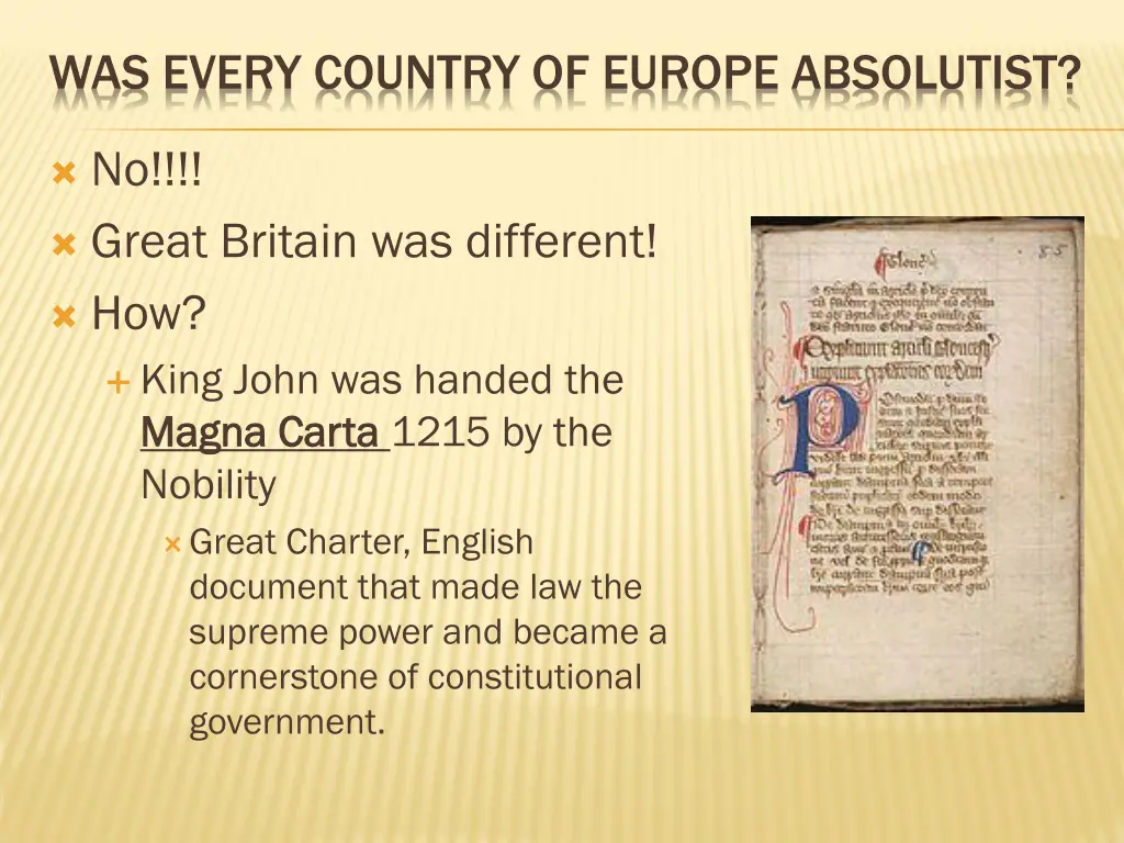 was every country of europe absolutist
