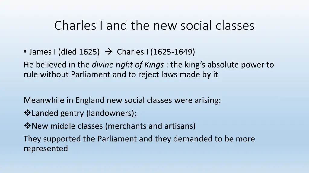 charles i and the new social classes