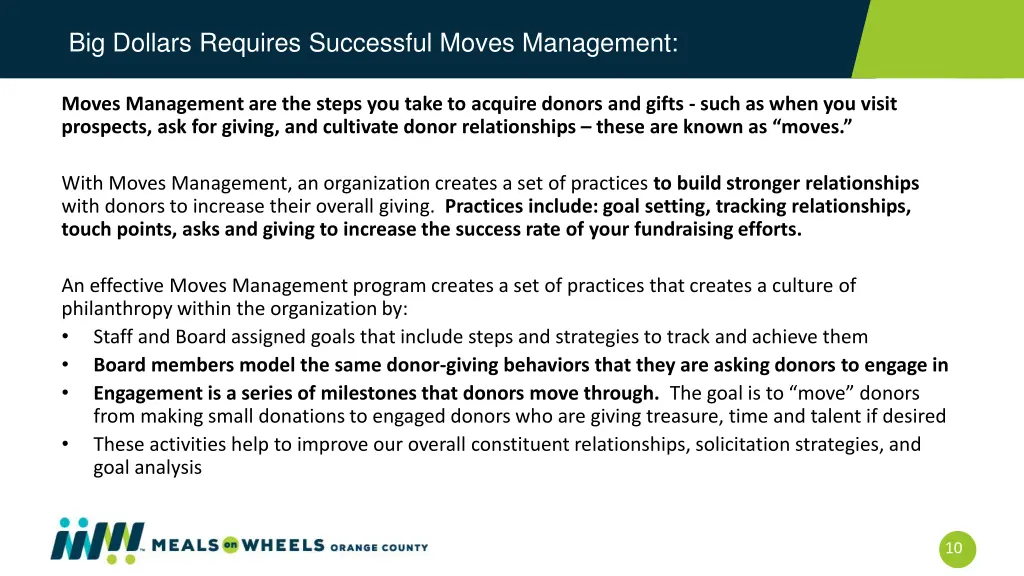 big dollars requires successful moves management