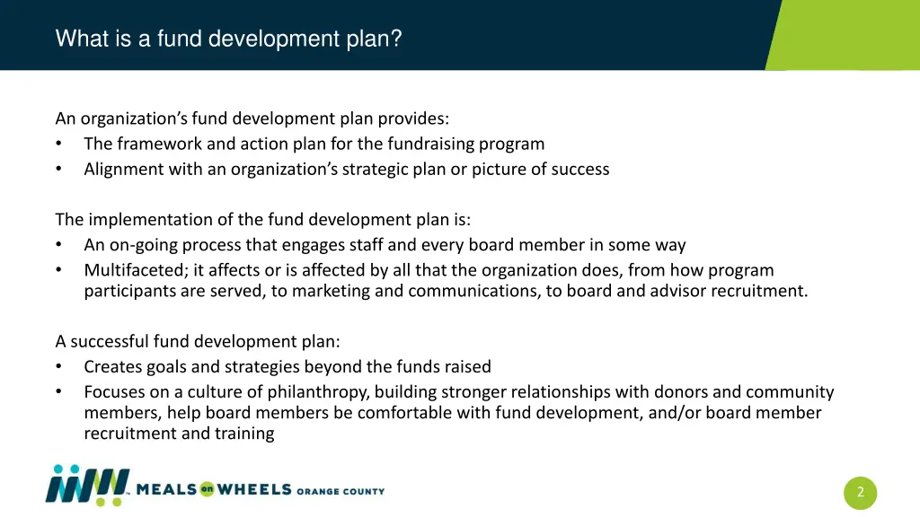 what is a fund development plan