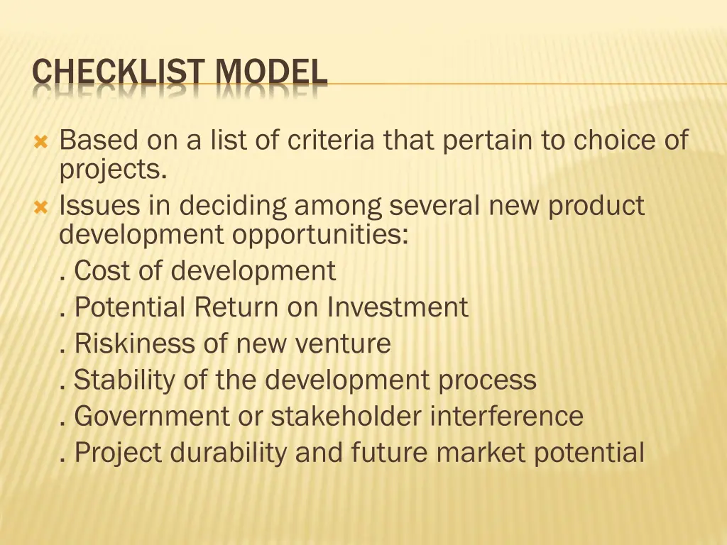 checklist model