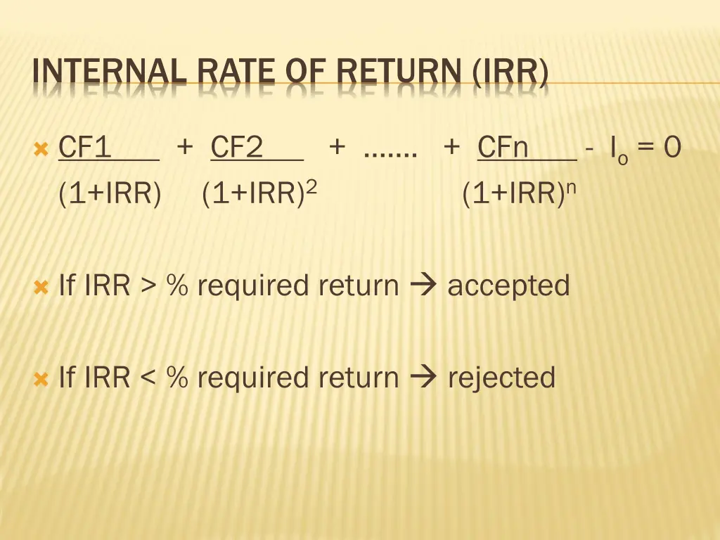 internal rate of return irr