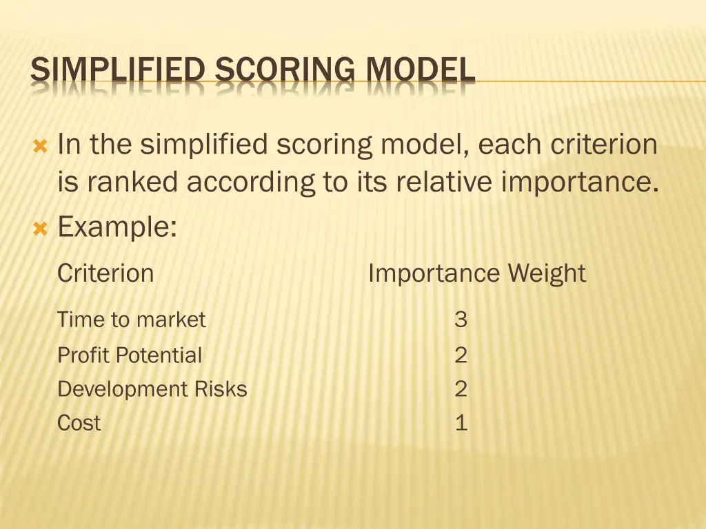 simplified scoring model