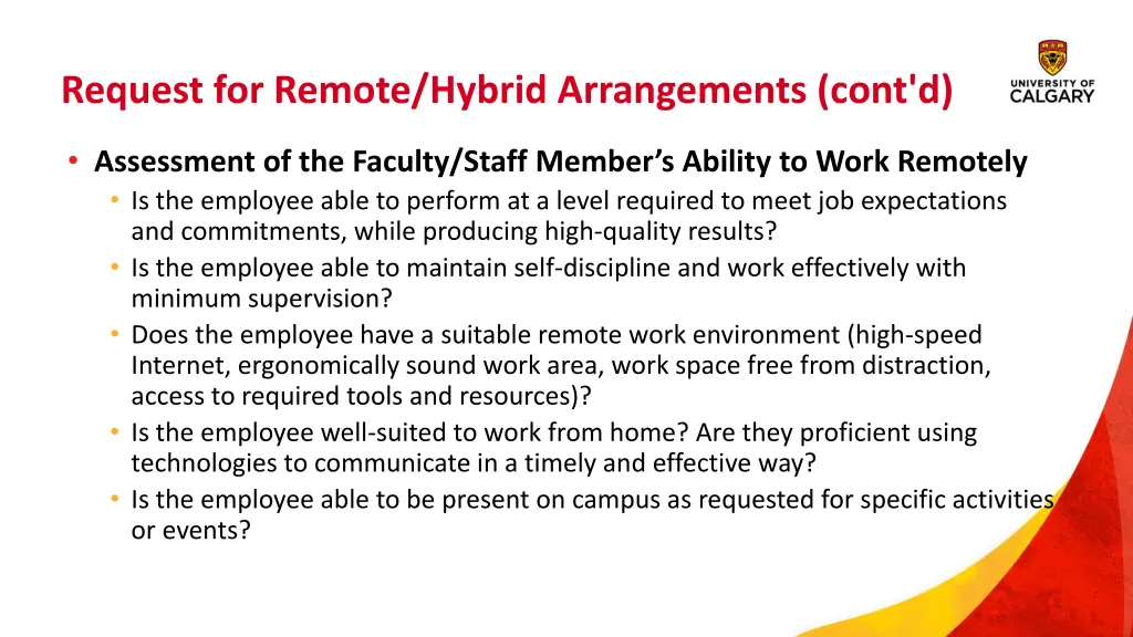 request for remote hybrid arrangements cont d
