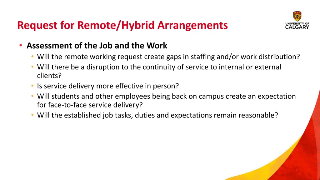 request for remote hybrid arrangements