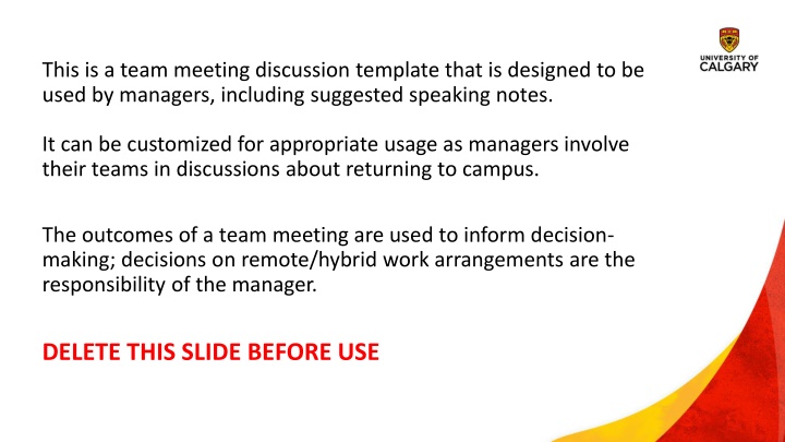 this is a team meeting discussion template that