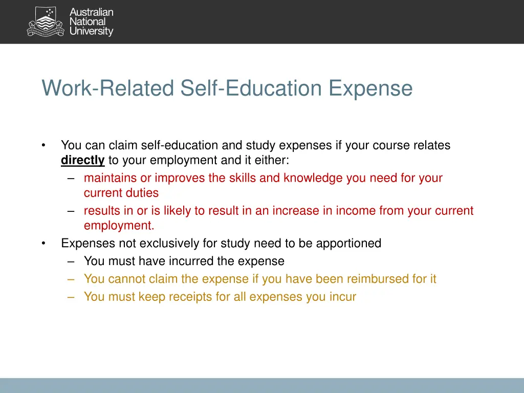 work related self education expense