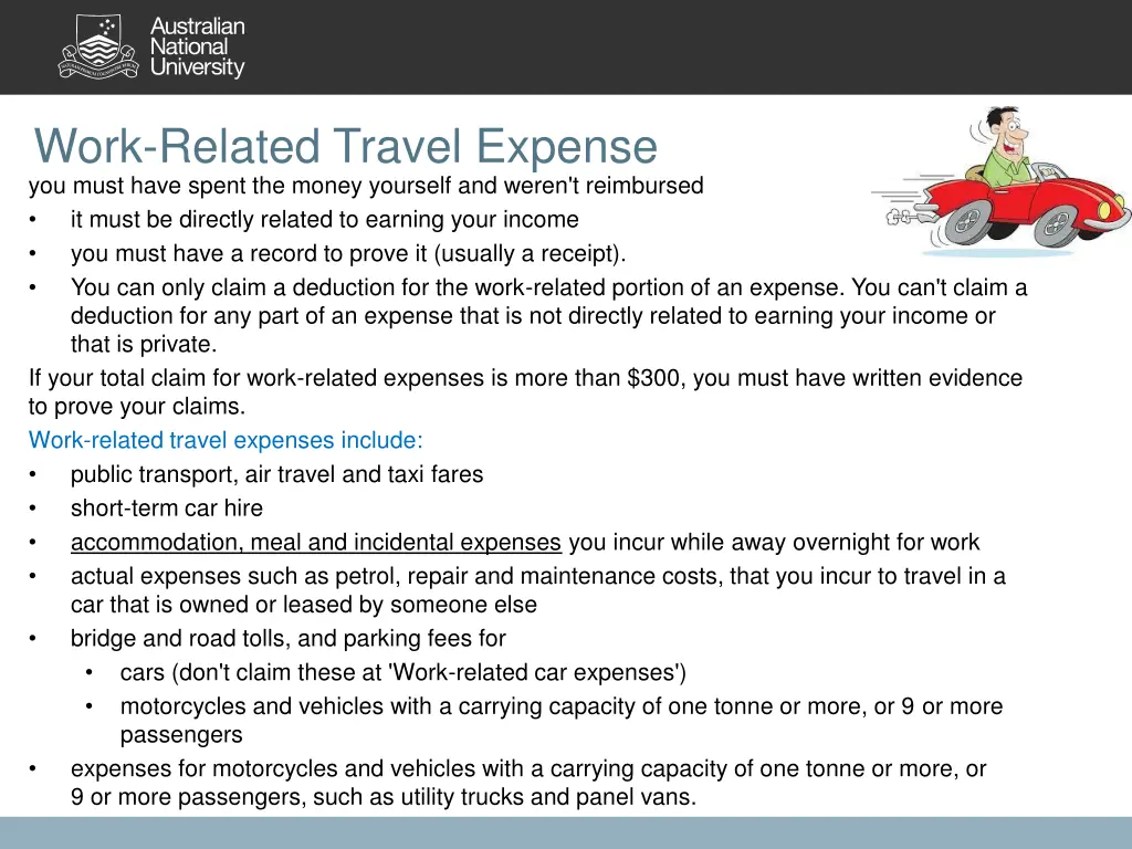 work related travel expense you must have spent