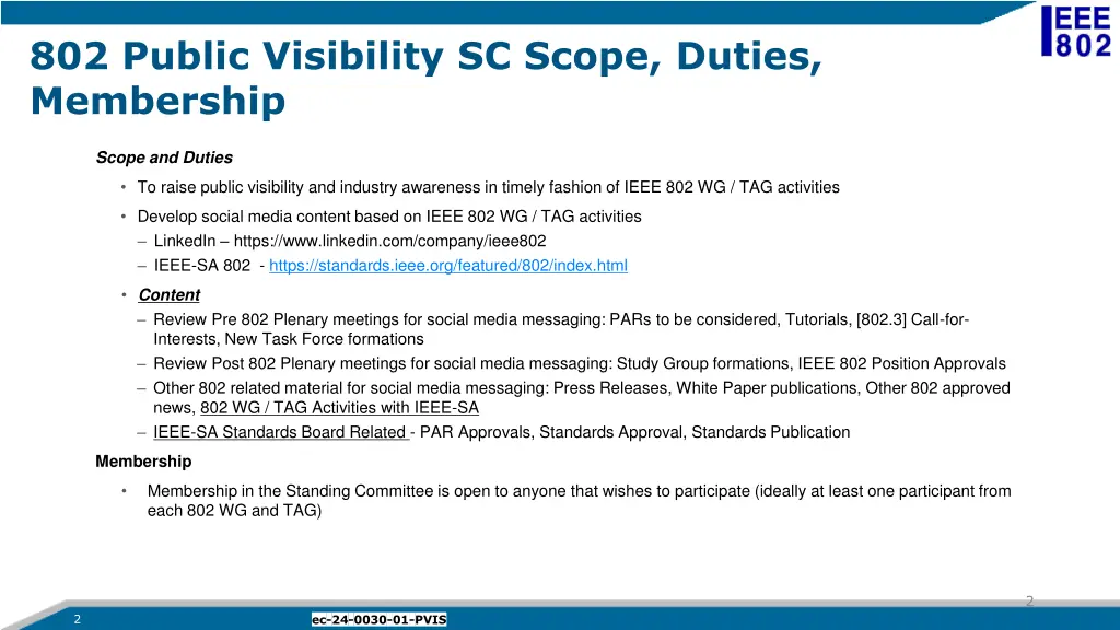 802 public visibility sc scope duties membership