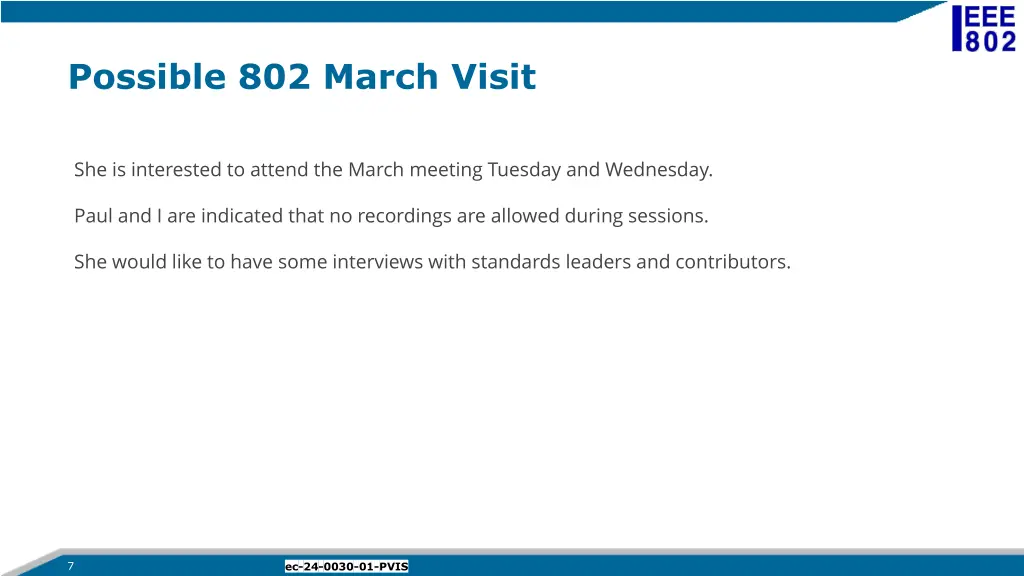 possible 802 march visit