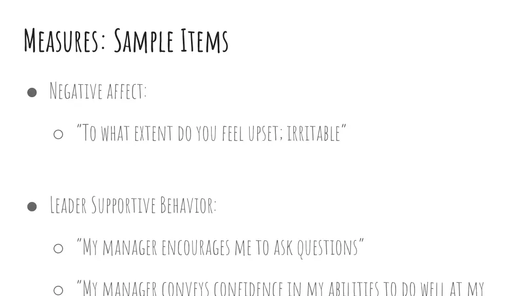 measures sample items