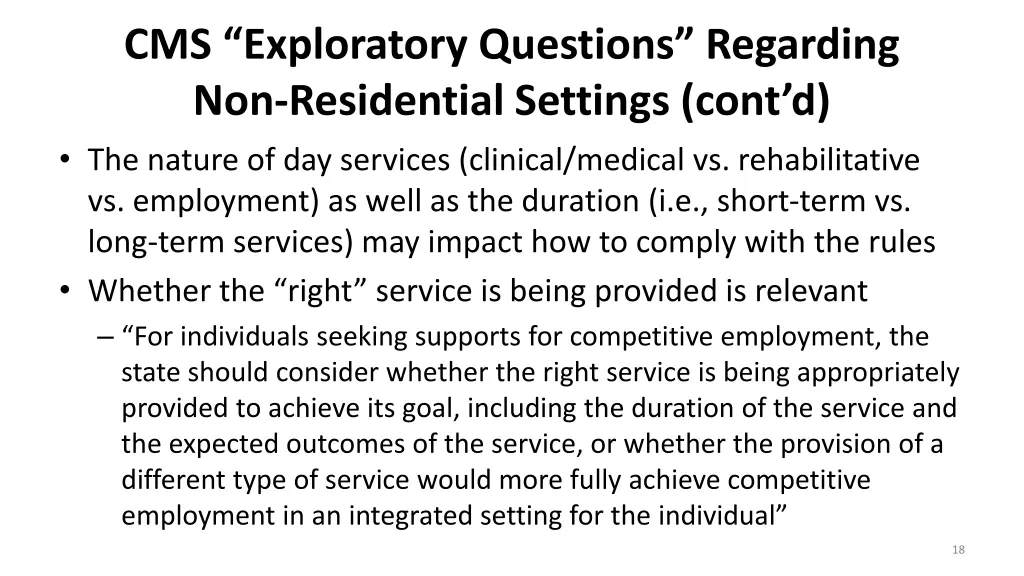 cms exploratory questions regarding 1