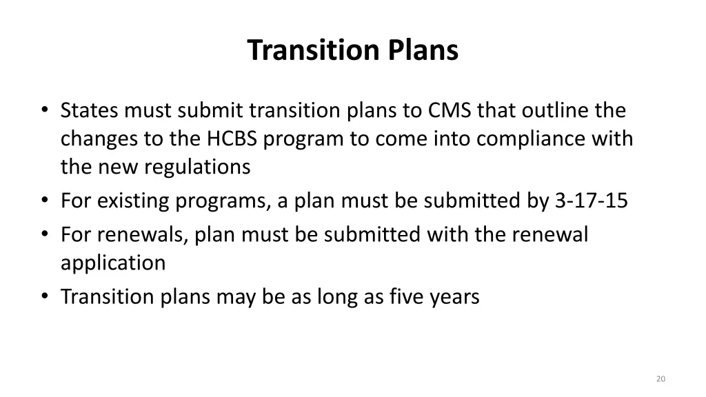 transition plans
