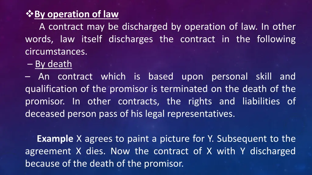 by operation of law a contract may be discharged