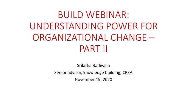 build webinar understanding power