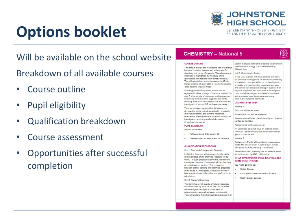 options booklet