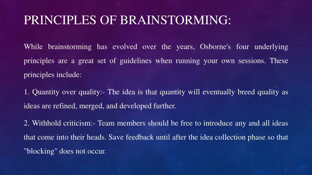 principles of brainstorming
