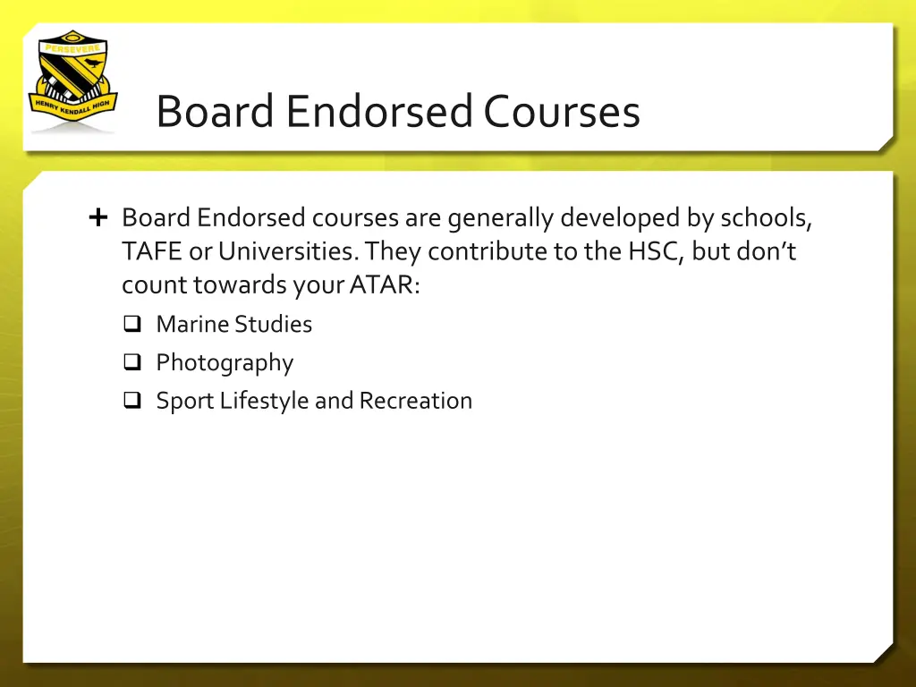 board endorsed courses