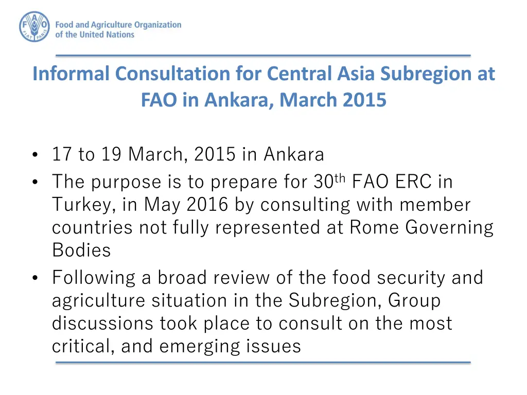 informal consultation for central asia subregion