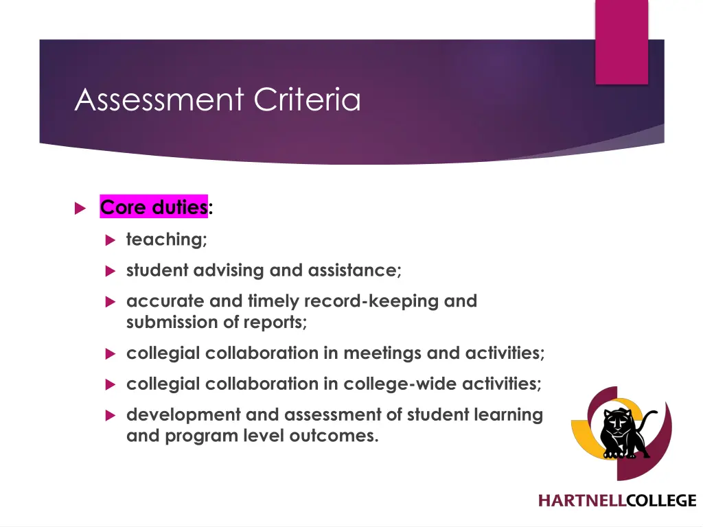 assessment criteria