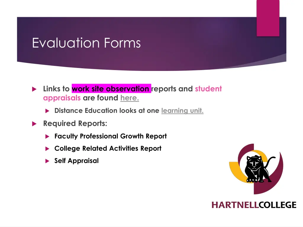 evaluation forms