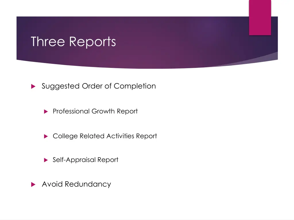 three reports