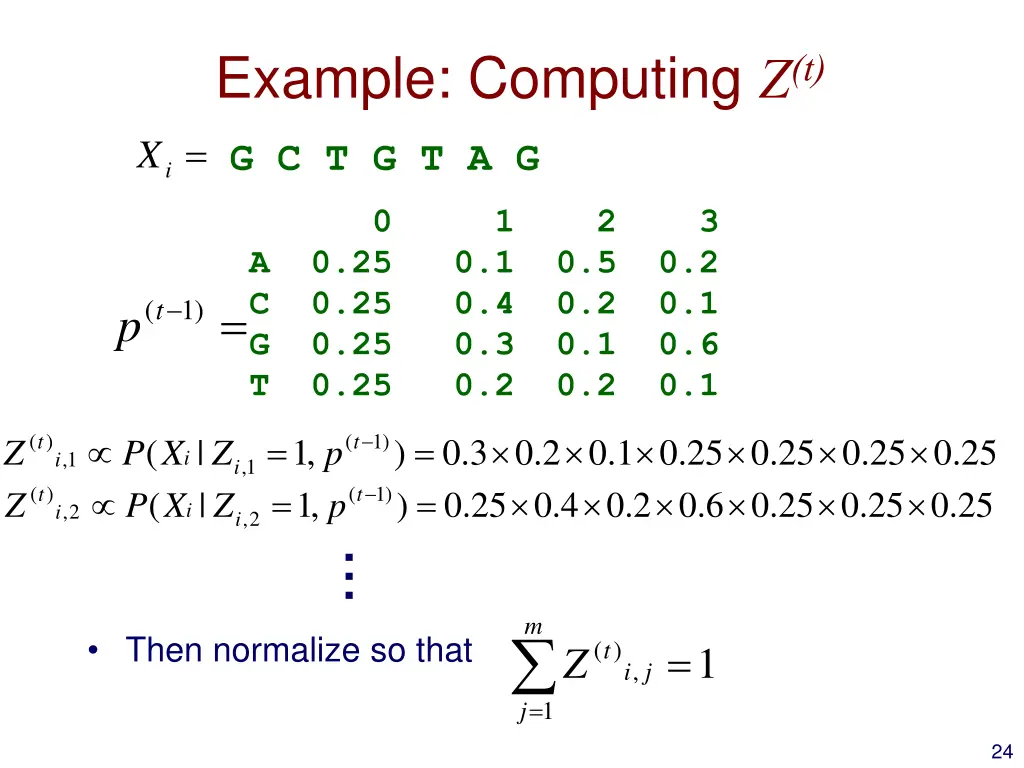 example computing z t