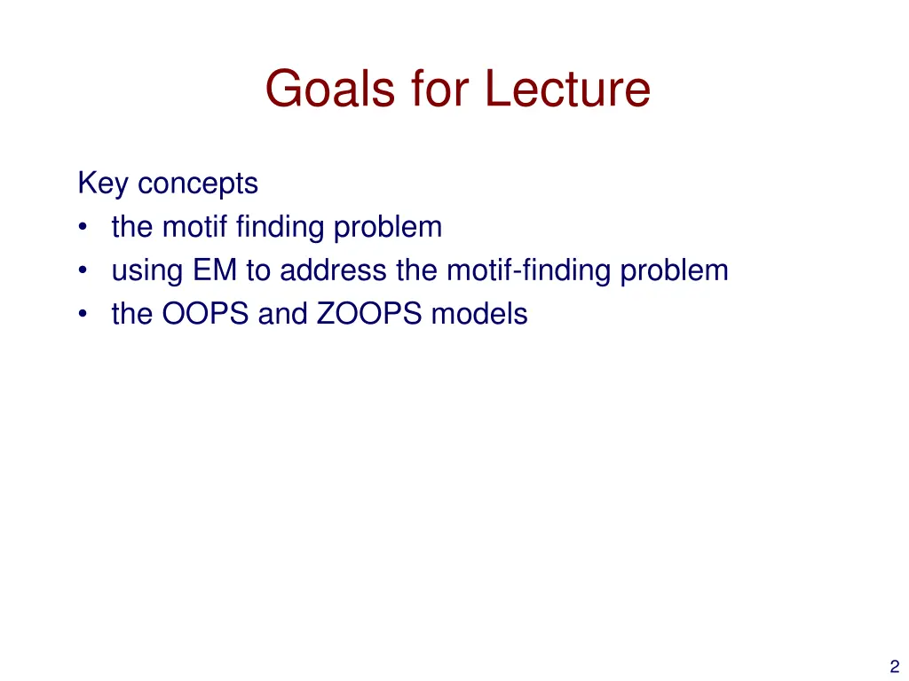 goals for lecture