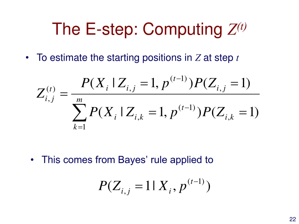 the e step computing z t