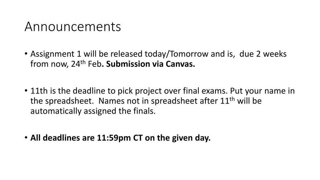 announcements