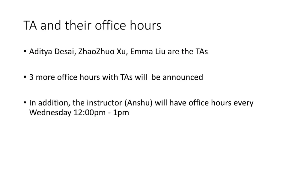 ta and their office hours