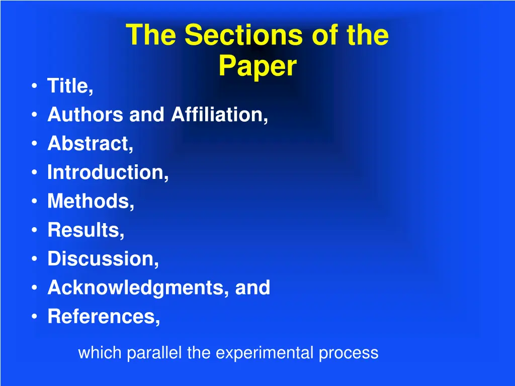 the sections of the paper