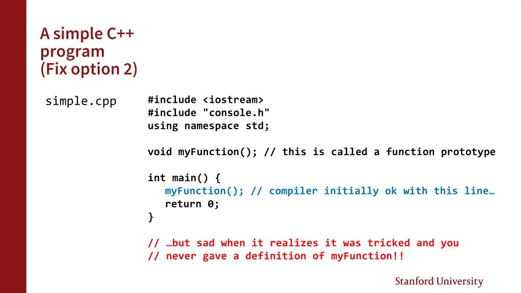 a simple c program fix option 2 1