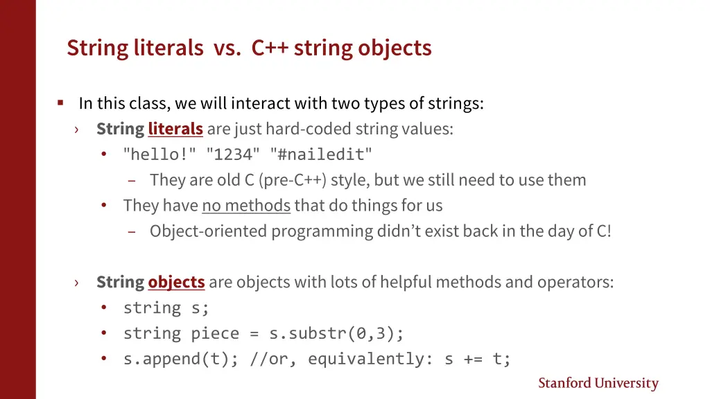 string literals vs c string objects