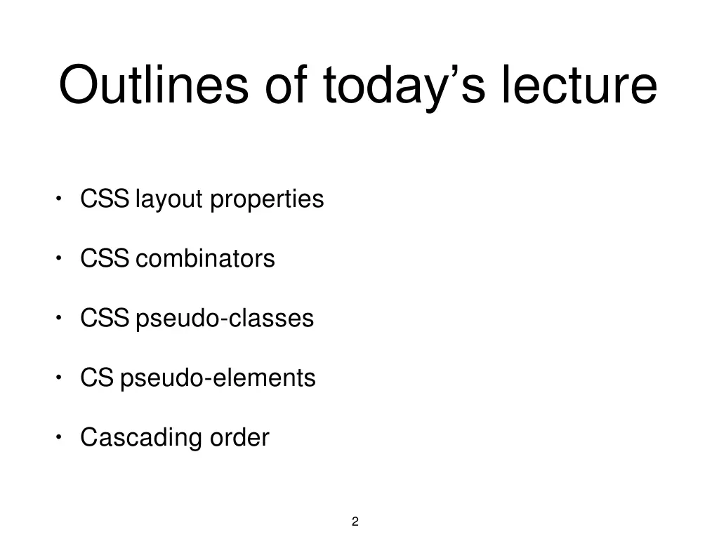 outlines of today s lecture