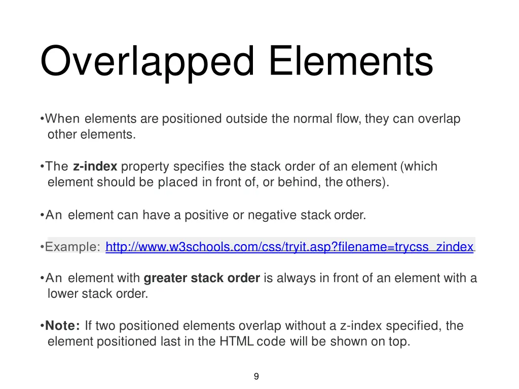 overlapped elements