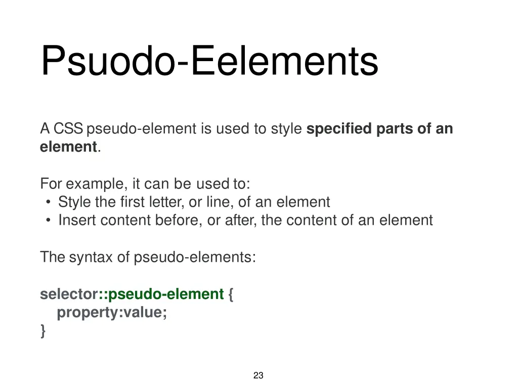 psuodo eelements
