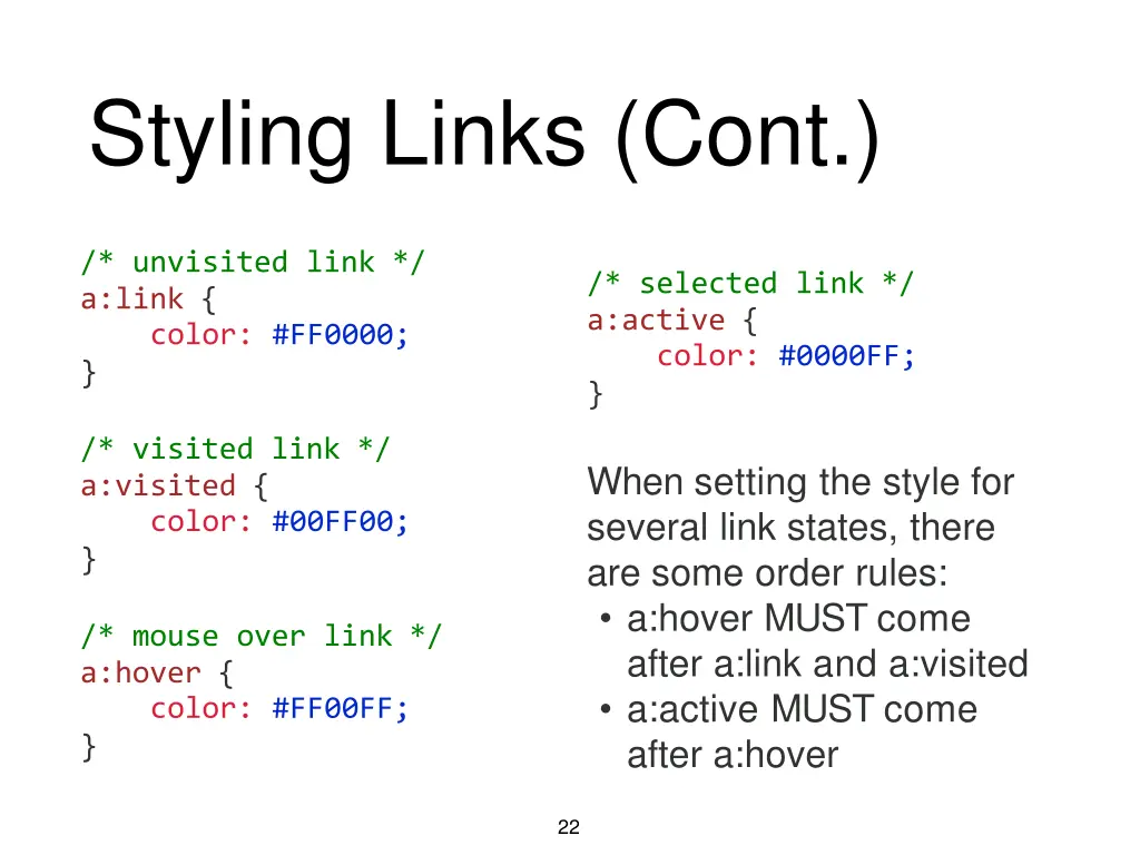 styling links cont
